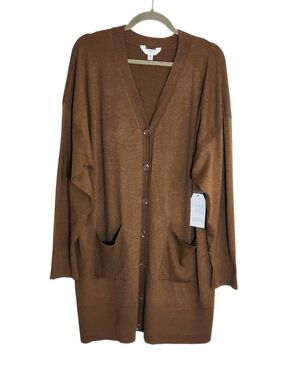 Time and Tru Brown Long Cardigan Sweater Size XXL NWT
